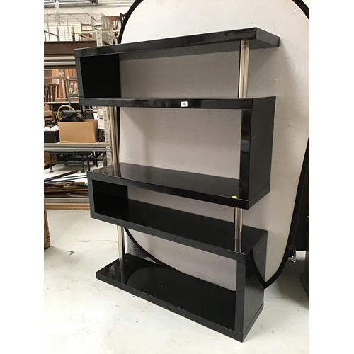 288 - MODERN CHROME AND BLACK SHELVING UNIT - H65