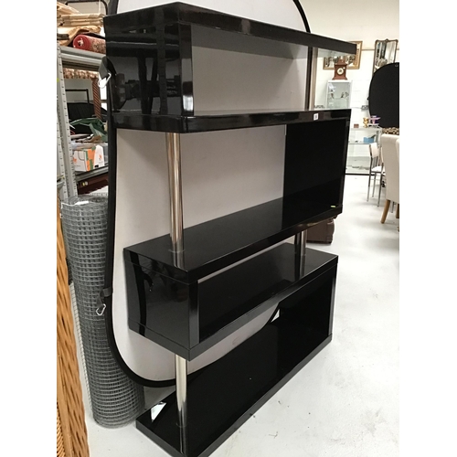 288 - MODERN CHROME AND BLACK SHELVING UNIT - H65