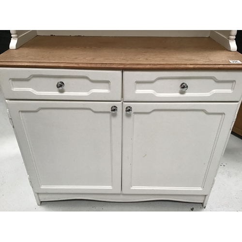 296 - PAINTED OAK AND WHITE KITCHEN DRESSER - H71