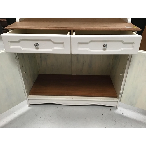 296 - PAINTED OAK AND WHITE KITCHEN DRESSER - H71