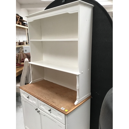 296 - PAINTED OAK AND WHITE KITCHEN DRESSER - H71