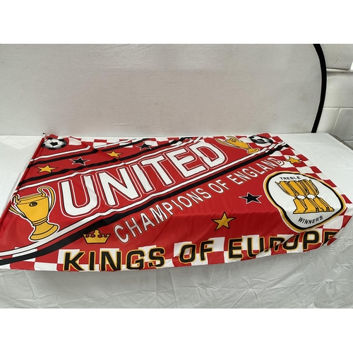 11 - QTY OF SPORTING FLAGS TO INCLUDE MANCHESTER UNITED