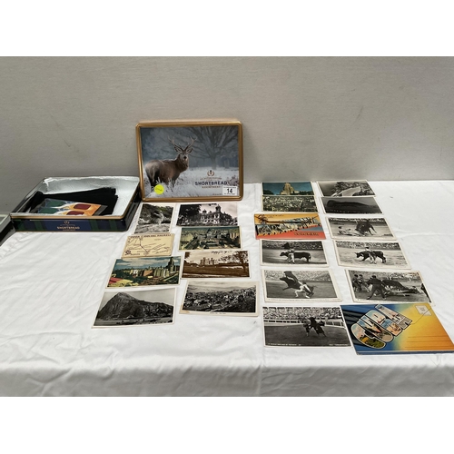 14 - VINTAGE VIEWMASTER STEREOSCOPE IN ORIGINAL BOX AND A TIN OF VINTAGE POSTCARDS ETC