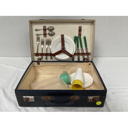 50 - VINTAGE PICNIC CASE AND CONTENTS