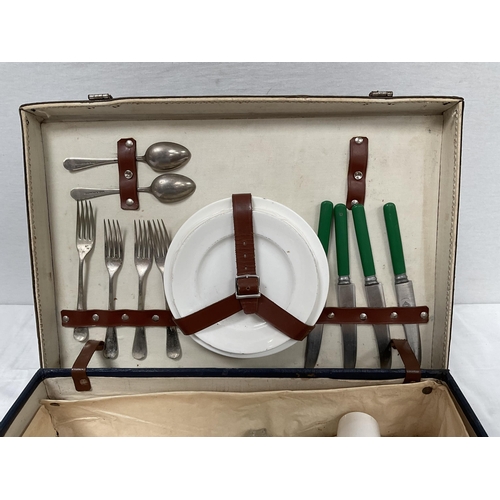 50 - VINTAGE PICNIC CASE AND CONTENTS