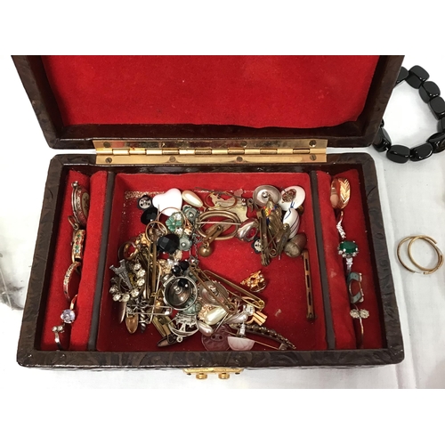 72 - CRATE AND A BOX OF COSTUME JEWELLERY ETC
