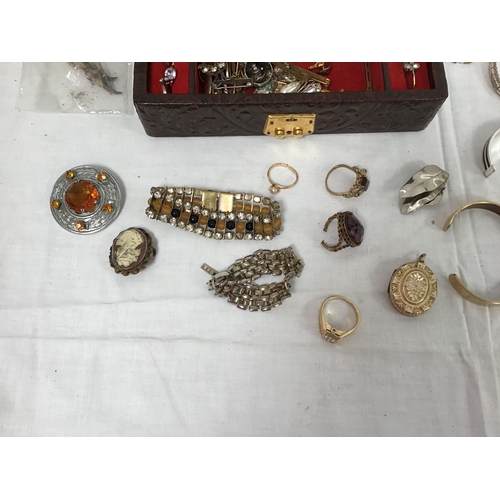 72 - CRATE AND A BOX OF COSTUME JEWELLERY ETC