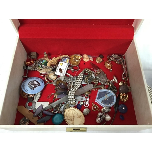 72 - CRATE AND A BOX OF COSTUME JEWELLERY ETC