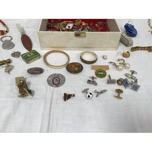 72 - CRATE AND A BOX OF COSTUME JEWELLERY ETC