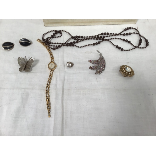 72 - CRATE AND A BOX OF COSTUME JEWELLERY ETC