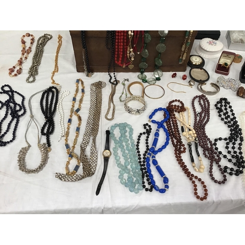 72 - CRATE AND A BOX OF COSTUME JEWELLERY ETC