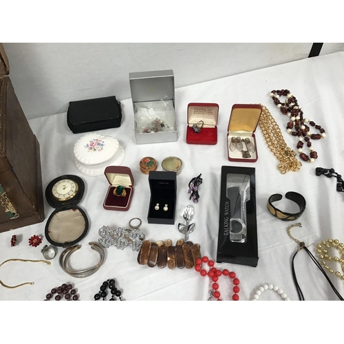72 - CRATE AND A BOX OF COSTUME JEWELLERY ETC