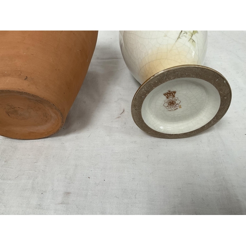 78 - CRATE OF VASES JUGS ETC TO INCLUDE LARGE URN A/F DECORATED WITH FRUIT AND FOILAGE