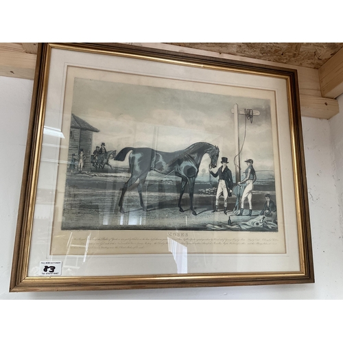 83 - 2 HORSE RACING PICTURES, LYNWOOD PALMER 1898 AND 1 OTHER ENTITLED MOSES
26 X 23