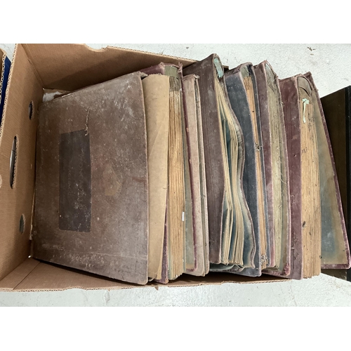 89 - 2 BOXES OF BOOKS RECORDS RETRO RECORD STAND ETC