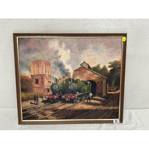 92 - JOHN D NICKLESON 1982 OILS ON BOARD (TRAINS) 25 X 21