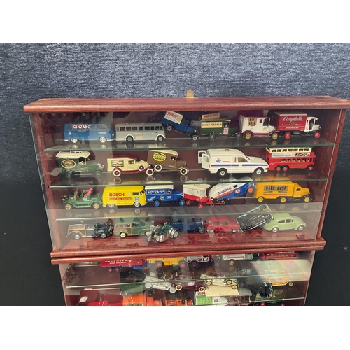 114 - 2 COLLECTORS CABINETS AND COLLECTORS VEHICLES TO INCLUDE YESTERYEAR AND PACKING  BOXES