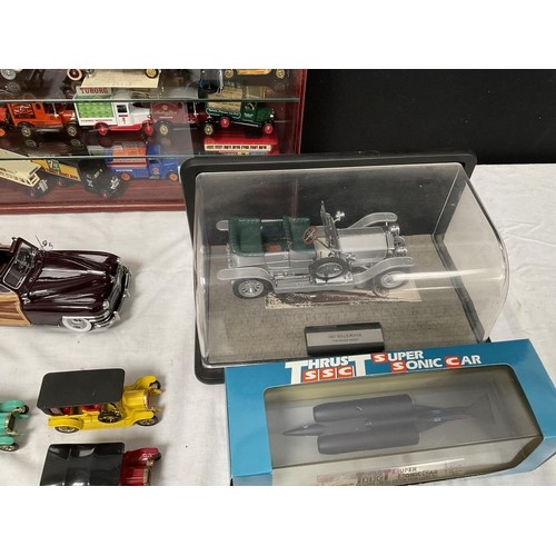 114 - 2 COLLECTORS CABINETS AND COLLECTORS VEHICLES TO INCLUDE YESTERYEAR AND PACKING  BOXES