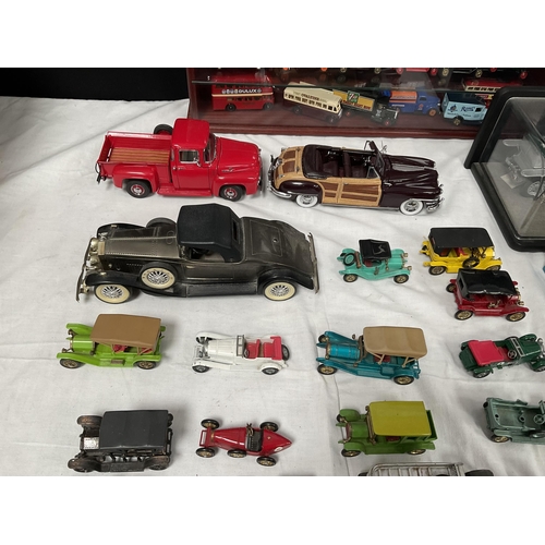 114 - 2 COLLECTORS CABINETS AND COLLECTORS VEHICLES TO INCLUDE YESTERYEAR AND PACKING  BOXES