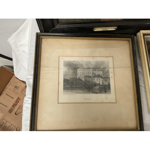 116 - BOX OF PICTURES AND JIGSAW PUZZLES TO INCLUDE OILS ON CANVAS ETC