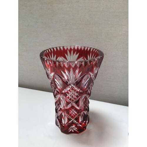 168 - RED OVER LAY VASE AND THE ROYAL DOULTON DIANNA PRINCESS OF WALES FIGURE