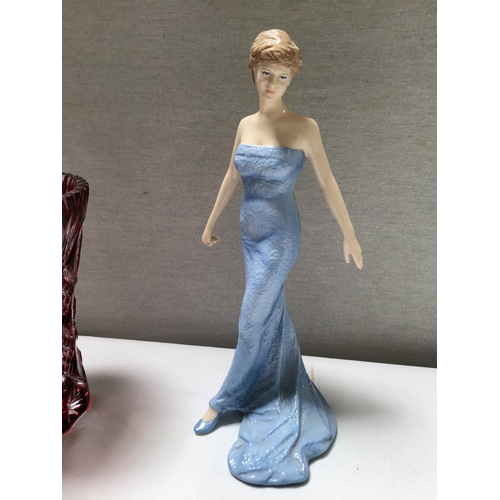 168 - RED OVER LAY VASE AND THE ROYAL DOULTON DIANNA PRINCESS OF WALES FIGURE