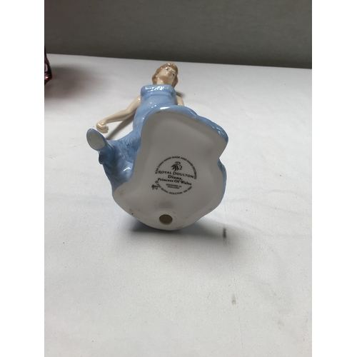 168 - RED OVER LAY VASE AND THE ROYAL DOULTON DIANNA PRINCESS OF WALES FIGURE