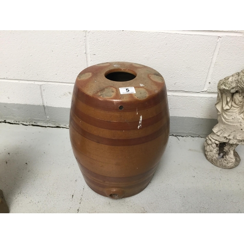 5 - TREACLE GLAZED EARTHENWARE BARRELL
H 15