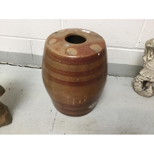 5 - TREACLE GLAZED EARTHENWARE BARRELL
H 15