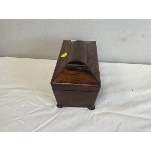 51 - GEORGIAN ROSEWOOD TEA CADDY A/F