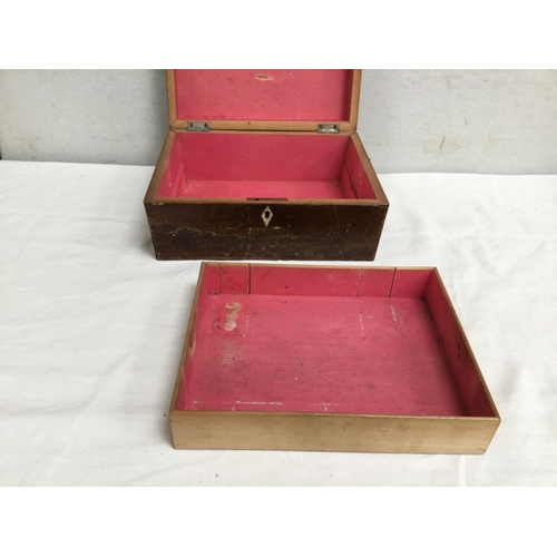 38 - VICTORIAN INLAID JEWELLERY BOX AND 2 ROSEWOOD BOXES