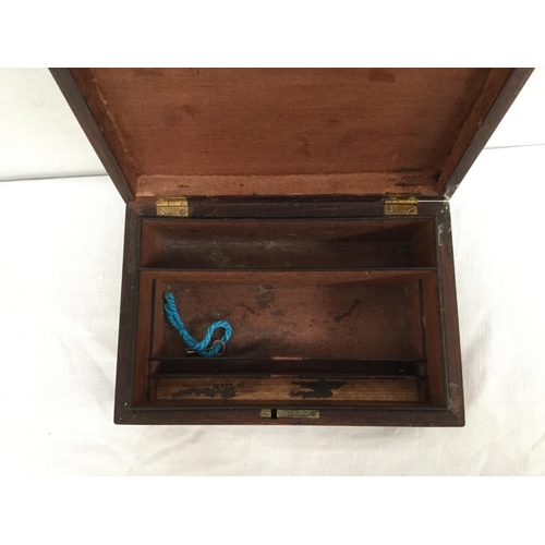 38 - VICTORIAN INLAID JEWELLERY BOX AND 2 ROSEWOOD BOXES