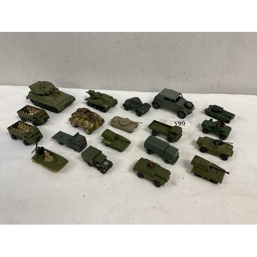 190 - QTY OF MILITARY TOYS TO INCLUDE DINKY ETC (19)