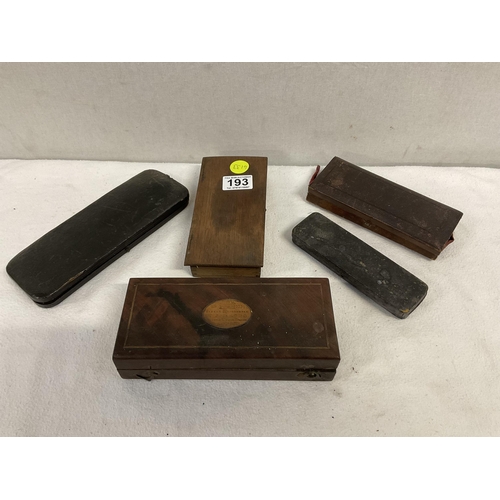 193 - VICTORIAN CASED HYDROMETER, 2 VICTORIAN CASED SCALES, CUT THROAT RAZOR AND CASED SCREEN (ALL A/F)