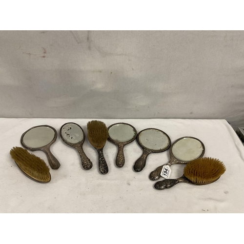 194 - QTY OF HMS BACKED HAND MIRRORS AND BRUSHES (8)