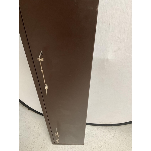 2 - BROWN METAL GUN CABINET WITH KEYS H 53