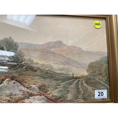 20 - GILT FRAMED EDWARDIAN WATER COLOUR SIGNED TO CORNER 13 X 22