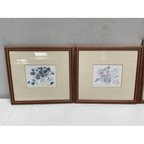 34 - SET OF 4 SIGNED WATER COLOURS (FLOWERS) 11 X 12