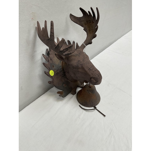 47 - CAST IRON MOOSE HEAD WALL HANGING BELL