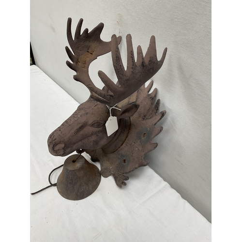 47 - CAST IRON MOOSE HEAD WALL HANGING BELL