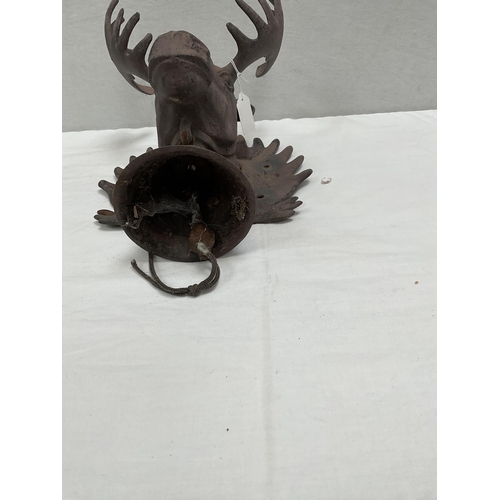 47 - CAST IRON MOOSE HEAD WALL HANGING BELL