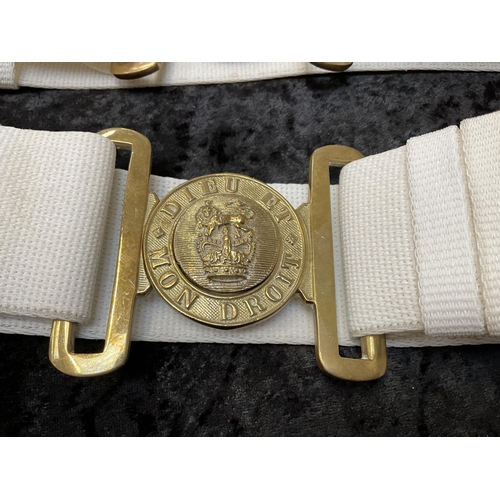 62 - 5 MILITARY BELTS WITH BRASS BUCKLES