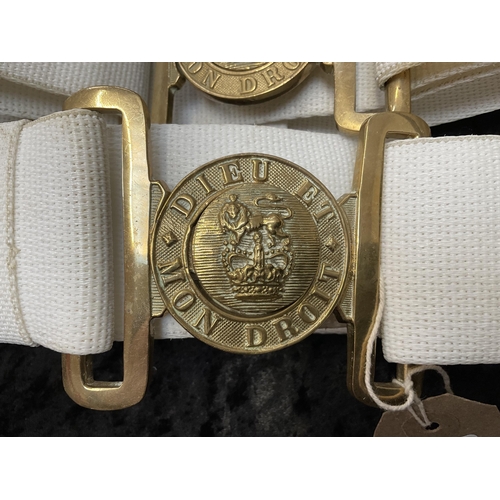 63 - 5 MILITARY BELTS WITH BRASS BUCKLES