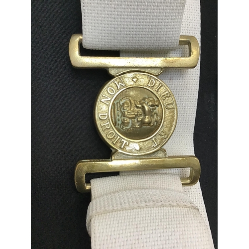 79 - 5 MILITARY BELTS WITH BRASS BUCKLES