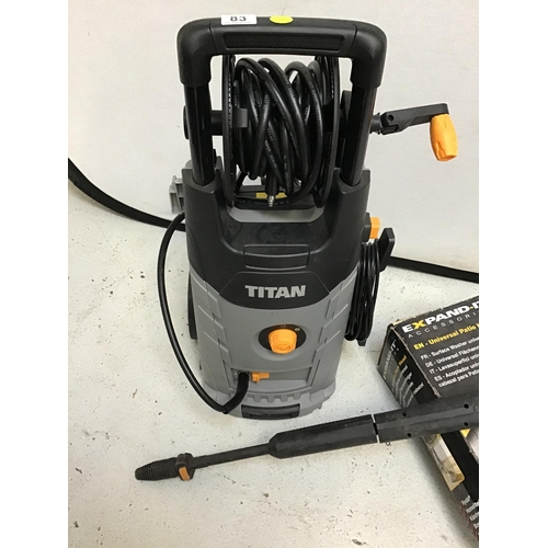 83 - TITAN PRESSURE WASHER COMPLETE WITH LANCE AND PATIO CLEANING BRUSH