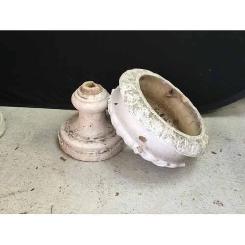 113 - PAIR OF PAINTED PEDESTAL GARDEN URNS