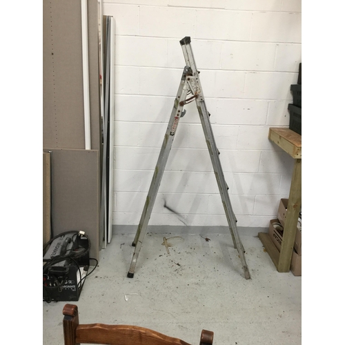 121 - 2 FOLDING ALUMINIUM LADDERS AND 2 OTHERS