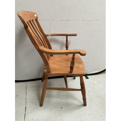 143 - VICTORIAN FARMHOUSE KITCHEN CHAIR AND A MAHOGANY CHAIR