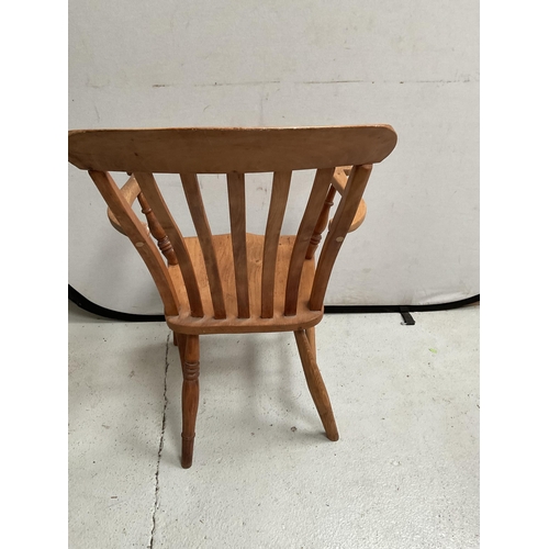 143 - VICTORIAN FARMHOUSE KITCHEN CHAIR AND A MAHOGANY CHAIR