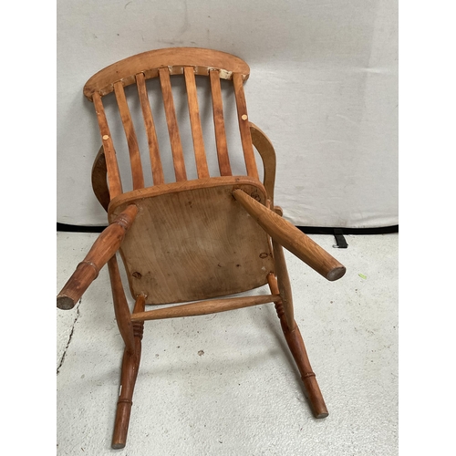 143 - VICTORIAN FARMHOUSE KITCHEN CHAIR AND A MAHOGANY CHAIR